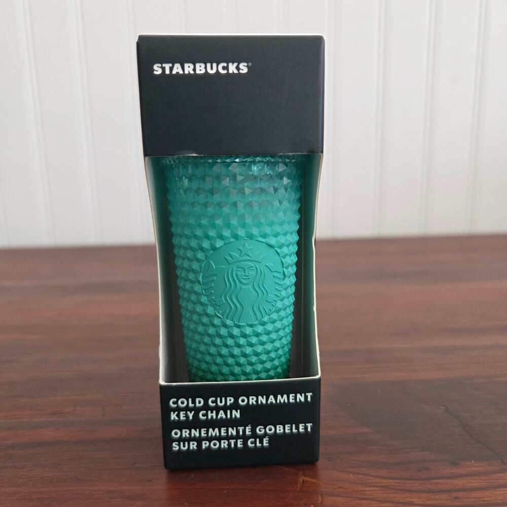 Starbucks Cold Cup Ornament Key Chain 2022 Ombre‎ Mint Teal Studded Tumbler New